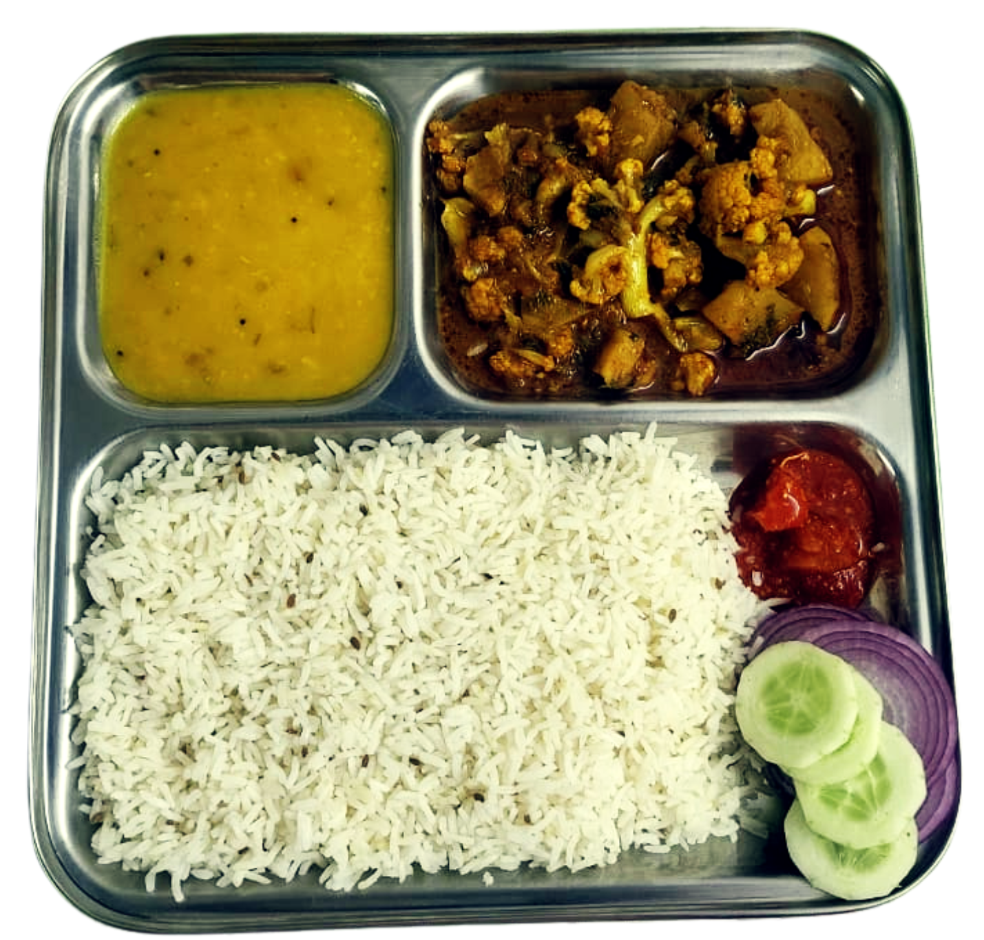 Veg Thali Professional (Rice, Daal, Veg Curry)